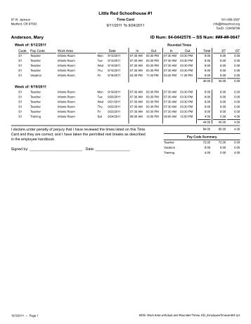 Time Card - Procare Software