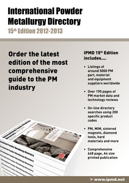 PDF 1mb - International Powder Metallurgy Directory