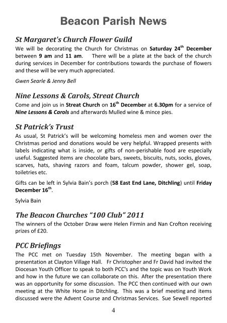 The Beacon December 2011 - Beacon Parish of Ditchling, Streat ...