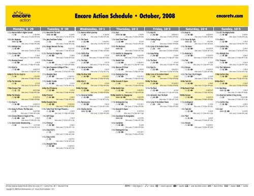 Encore Action - October, 2008 Schedule - Starz