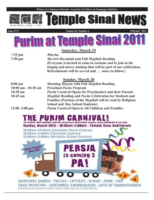 February 2011 PDF - Temple Sinai