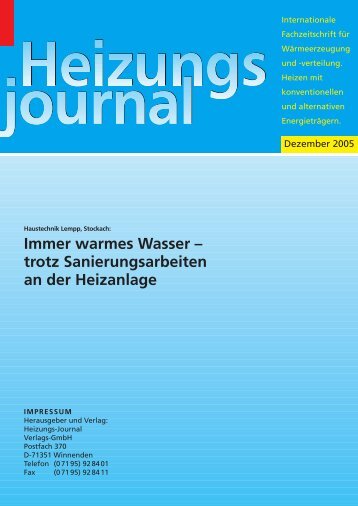 Immer warmes Wasser – trotz Sanierungsarbeiten an ... - Laing GmbH