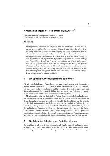 Projektmanagement mit Team Syntegrity®