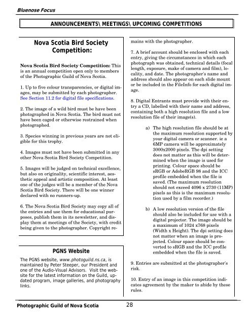 Newsletter of the Photographic Guild of Nova Scotia January 2007 ...