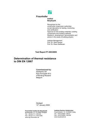 Determination of thermal resistance to DIN EN 12667 - Aluthermo