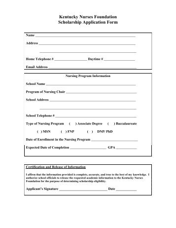 Kentucky Nurses Foundation Scholarship Application Packet