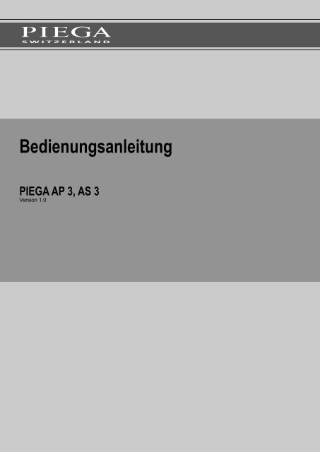 Bedienungsanleitung PIEGA AP 3, AS 3