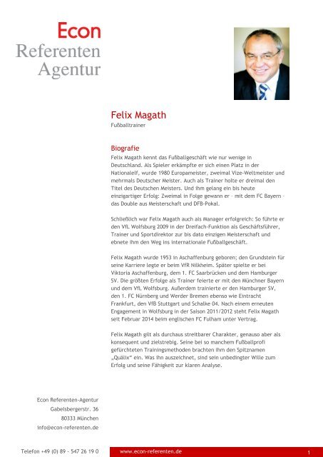 Felix Magath - Econ Referenten-Agentur