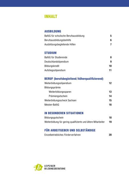 Fördermittel im Bereich Aus- und Weiterbildung