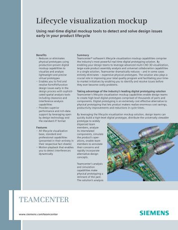 Lifecycle Visualization Mockup - Siemens PLM Software