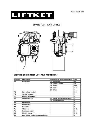 Electric chain hoist LIFTKET model B13 - liftket.de