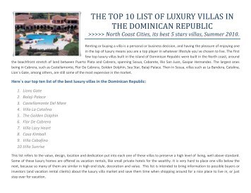 The top 10 list of luxury villas in - Dominican Republic Real Estate