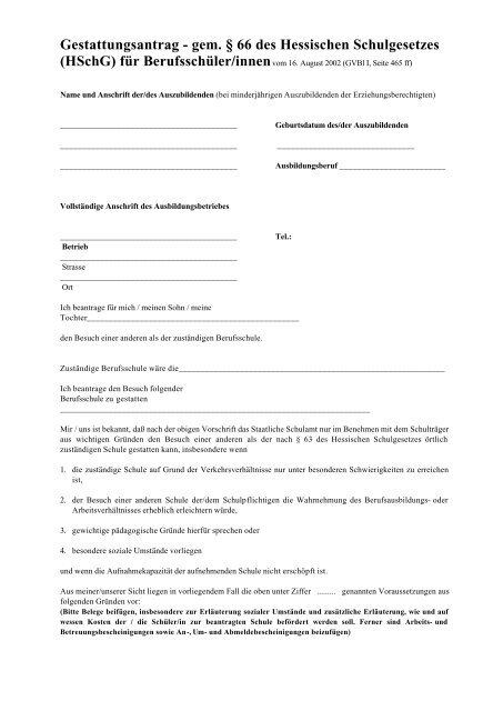 Gestattungsantrag neu Berufsschulen