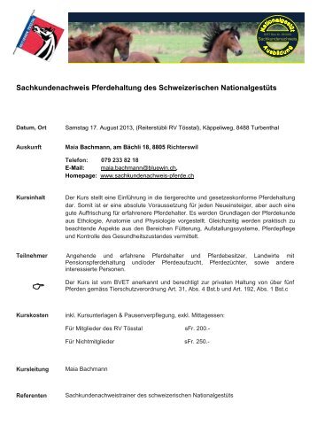 Kursausschreibung - attestation de competences-cheval