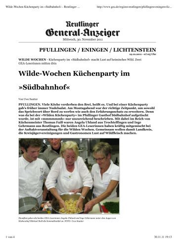 Wilde-Wochen Küchenparty im »südbahnhof« - Gasthof Südbahnhof