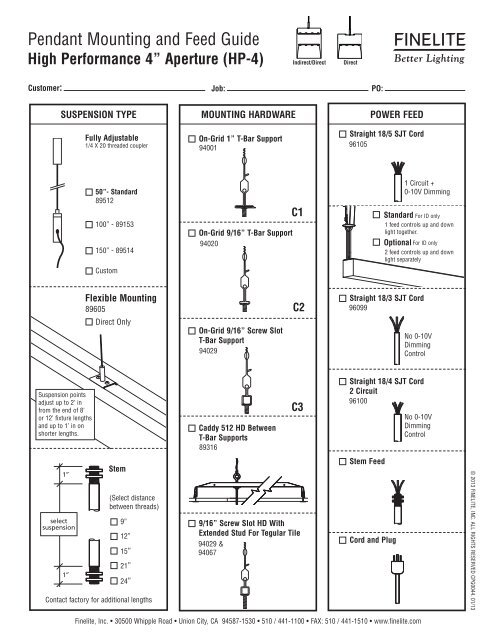 Mounting and Feed Guide - Finelite