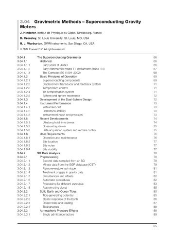 3.04 Gravimetric Methods – Superconducting Gravity Meters