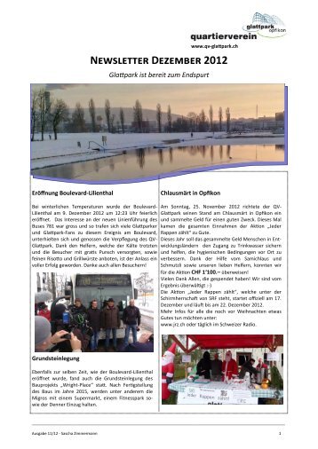 Quartierverein Newsletter - Glattpark
