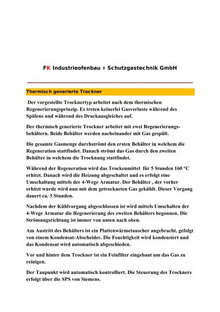Bericht: Thermisch generierte Trockner (PDF) - FK Industrieofenbau ...