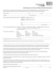 Stormont-Vail Authorization to Disclose/Obtain Health Information