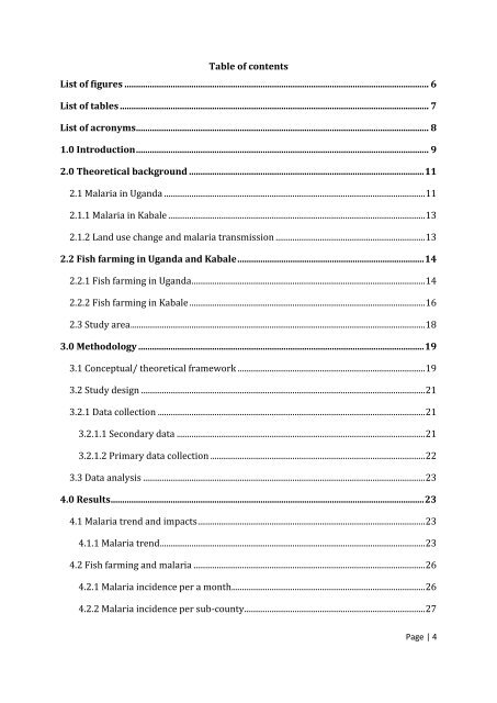 A case study of fish farming impacts on malaria prevalence in - lumes