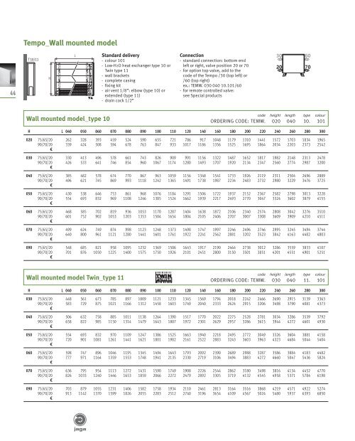 Specifications Tempo Convector - Hunt Heating