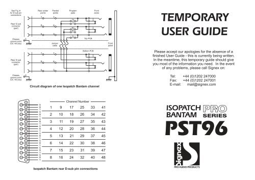 SIGNEX PST96 Isopatch series user manual - Canford Audio