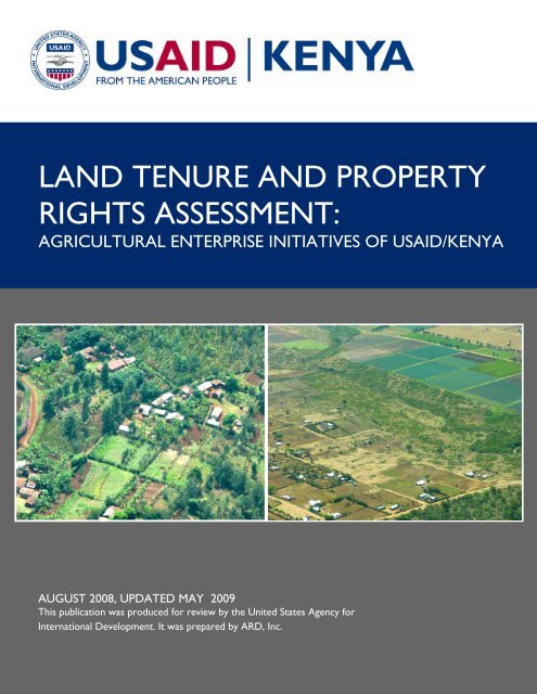 Agricultural Enterprise Initiatives of USAID/Kenya - Land Tenure and ...