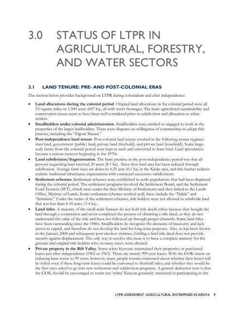 Agricultural Enterprise Initiatives of USAID/Kenya - Land Tenure and ...