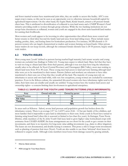 Agricultural Enterprise Initiatives of USAID/Kenya - Land Tenure and ...