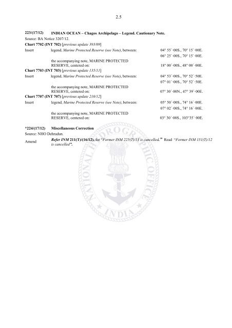 INDIAN NOTICES TO MARINERS - National Hydrographic Office