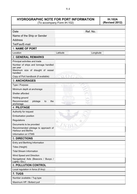 INDIAN NOTICES TO MARINERS - National Hydrographic Office