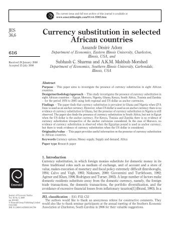 Currency substitution in selected African countries - Emerald