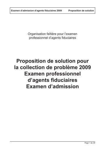 Propositions de solutions EA 2009 - treuhandbranche.ch