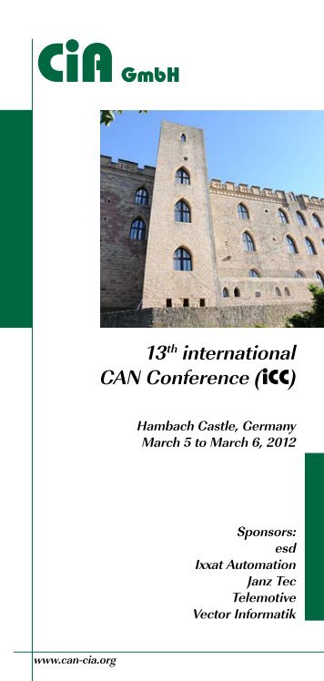 13th international CAN Conference - CAN in Automation (CiA)