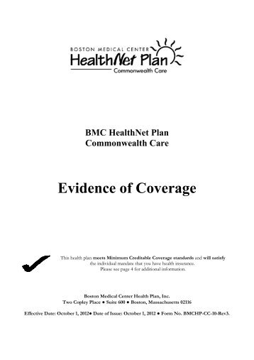 BMC HealthNet Plan Commonwealth Care Evidence of Coverage