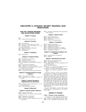 DoC DPAS Regulation - 15 CFR 700 - DCMA