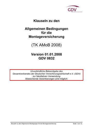 AMoB - 2008 Klauseln - Technische Versicherungen