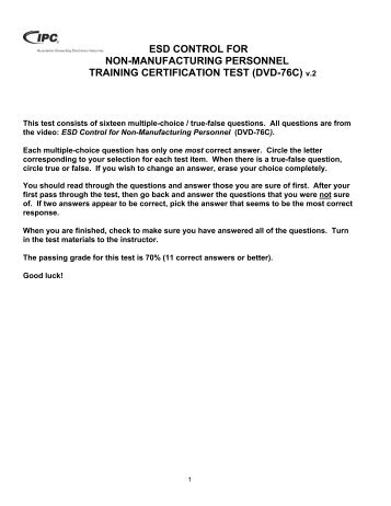 Certification Exam - IPC Training Home Page