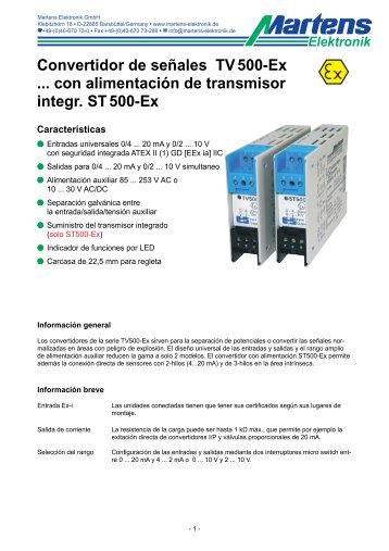 TVST500Ex-01- Prospekt - Martens Elektronik GmbH