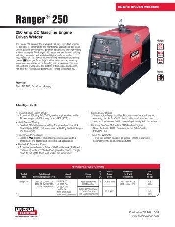 Engine Driven Welders: Ranger 250 - semirca, ca