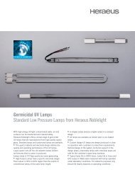 Germicidal UV Lamps Standard Low Pressure ... - Heraeus Noblelight