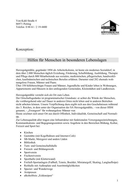 Unsere Wohnangebote mit unterschiedlicher ... - Herzogsägmühle