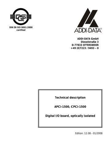 APCI-1500, CPCI-1500 - Egmont Instruments