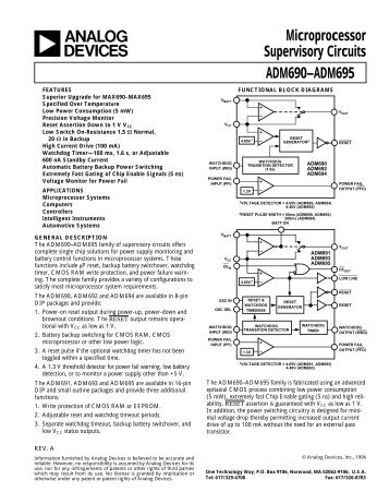 ADM690-ADM695 Microprocessor Supervisory ... - Analog Devices