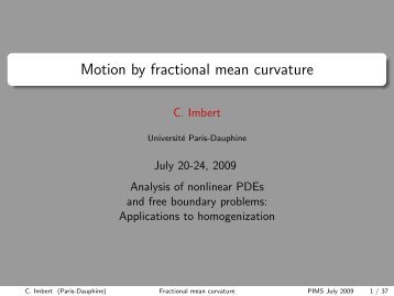 Motion by fractional mean curvature - PIMS