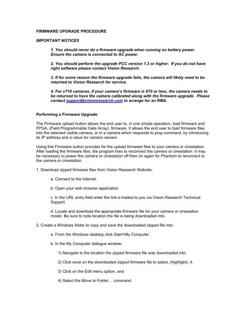 FIRMWARE UPGRADE PROCEDURE ... - Vision Research