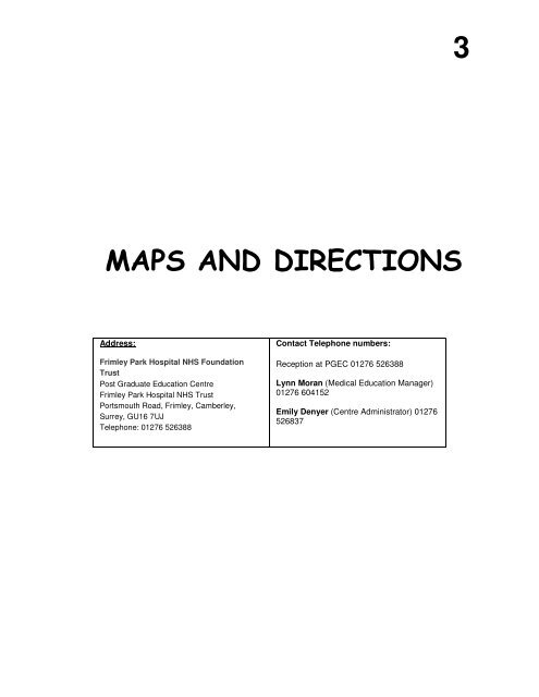 frimley park map Frimley Park Hospital Map Kss Deanery frimley park map
