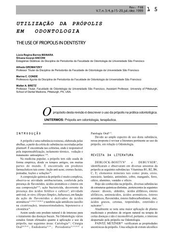 UTILIZAÇÃO DA PRÓPOLIS EM ODONTOLOGIA