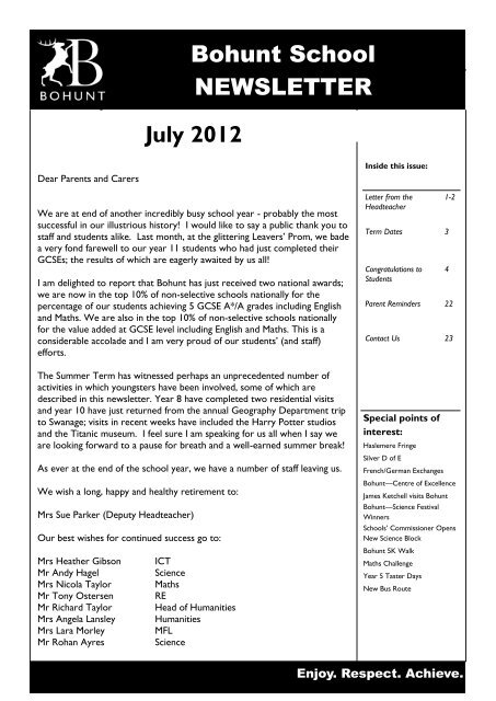 Retirement list summer 2012